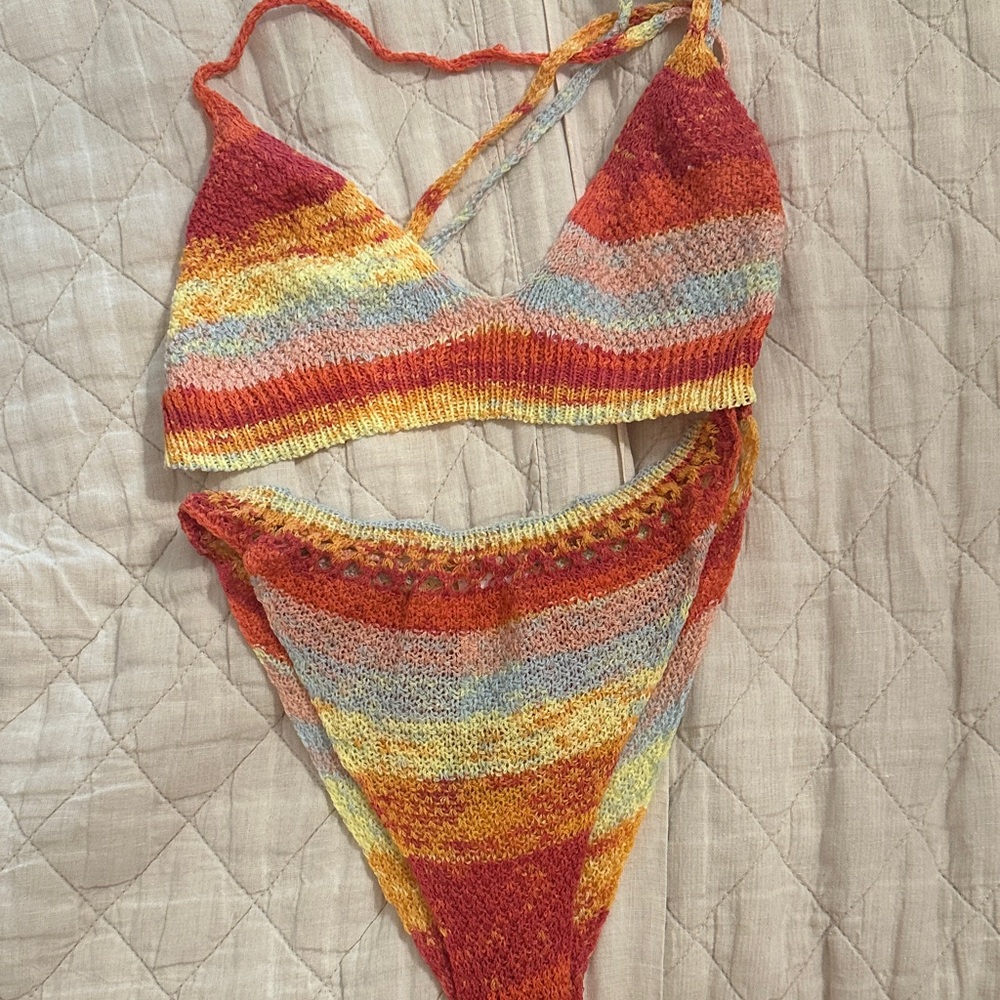 SHEIN Multicolor Knit Bikini